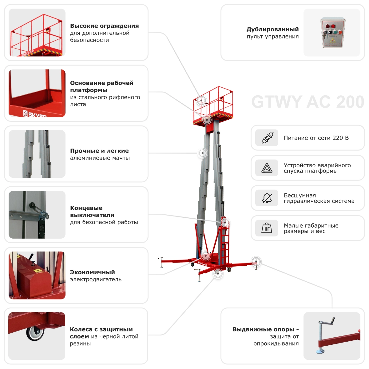 Двухмачтовый подъемник SKYER GTWY8-200