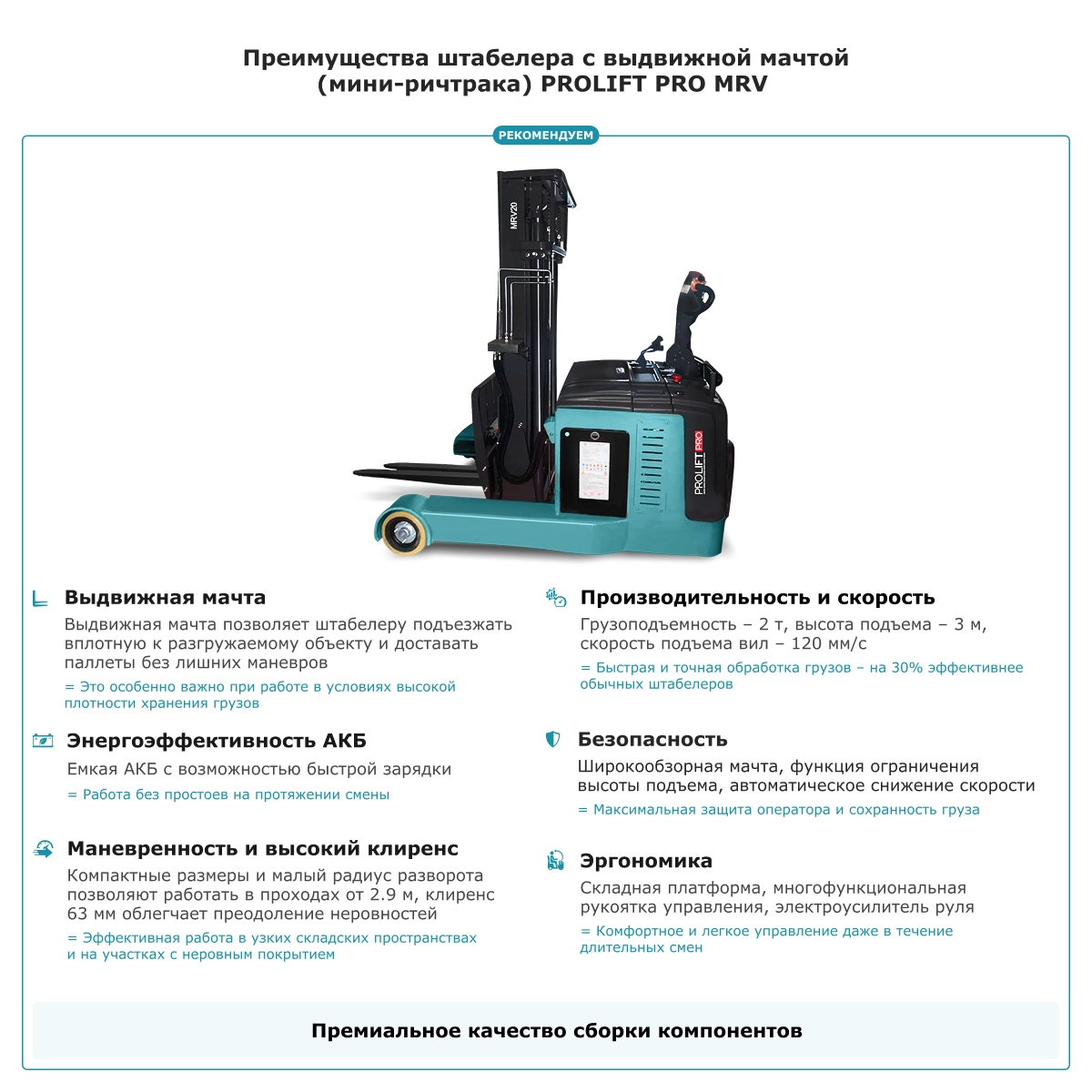 Штабелер с выдвижной мачтой (мини-ричтрак) PROLIFT PRO MRV 2030