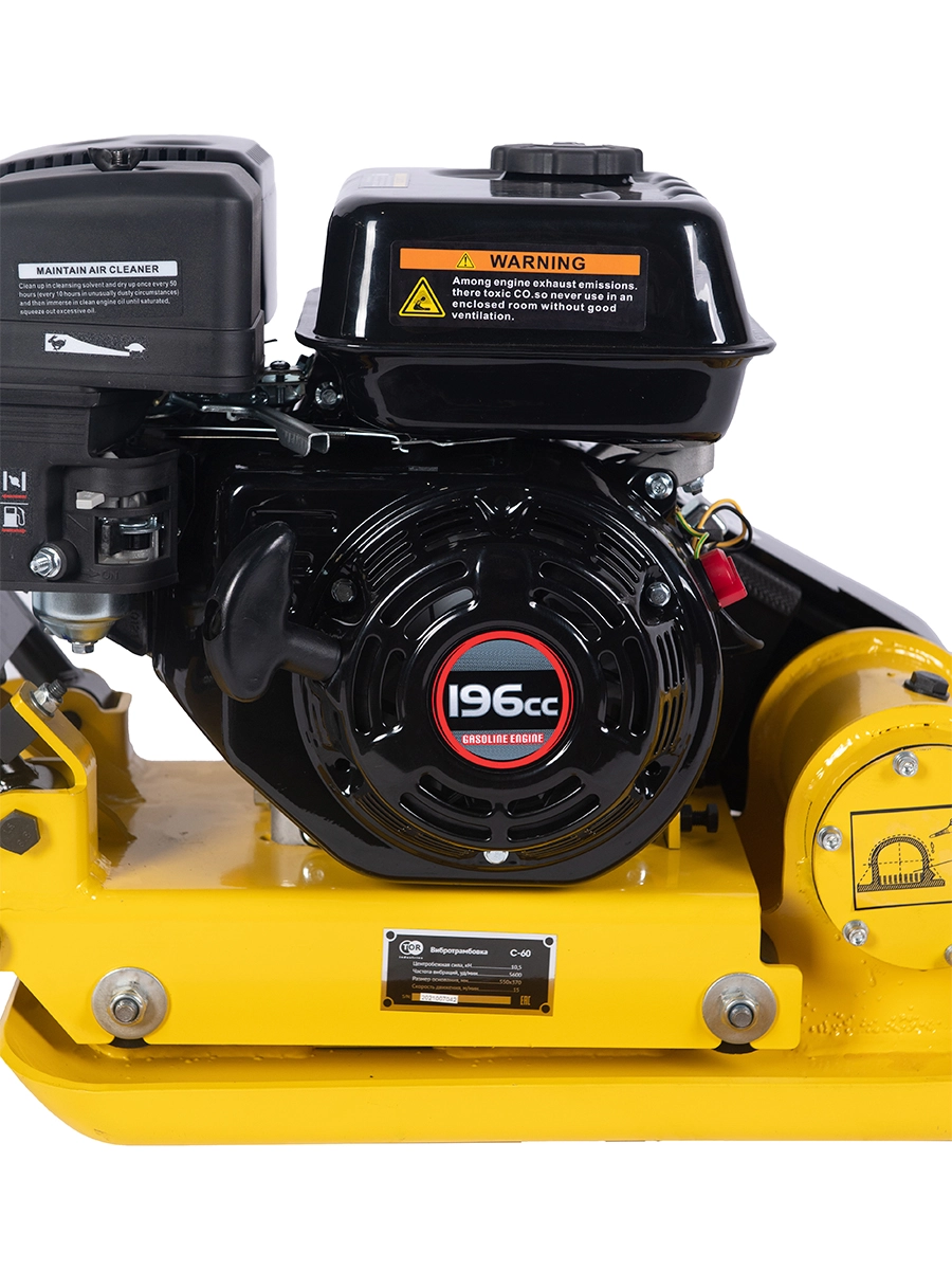 Виброплита 60 кг, 10,5кН (Loncin) без бака, коврик, колесный комплект TOR C-60