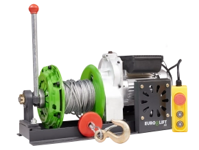 Лебедка KCD-M 400кг, 30м, U=220 В электрическая  монтажная с рычагом Euro-Lift