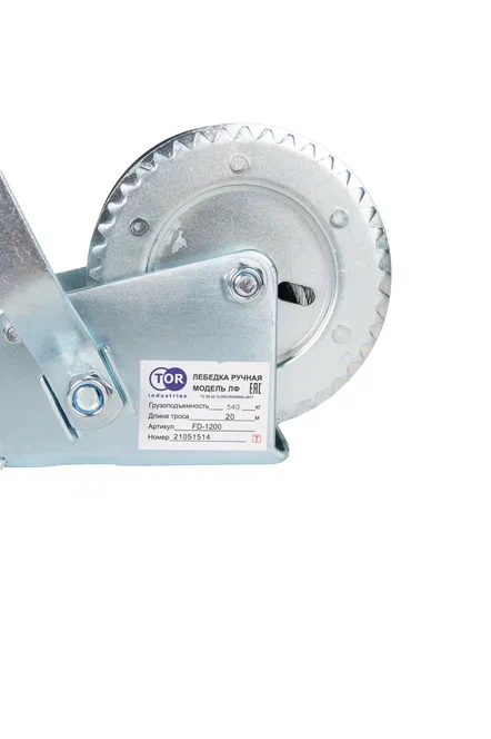 Лебедка ручная барабанная с тросом  500кг  10м оцинкованная TOR FD