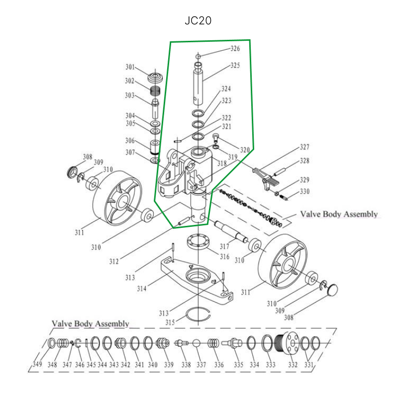 Гидроузел в сборе для гидравлических тележек JC20