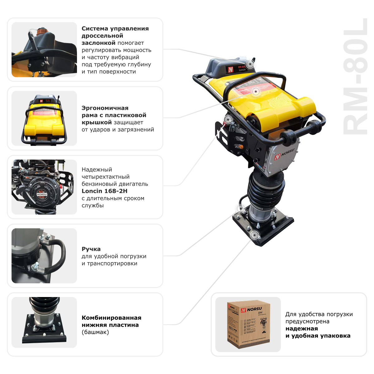 Вибротрамбовка ручная бензиновая NORSU RM-80L