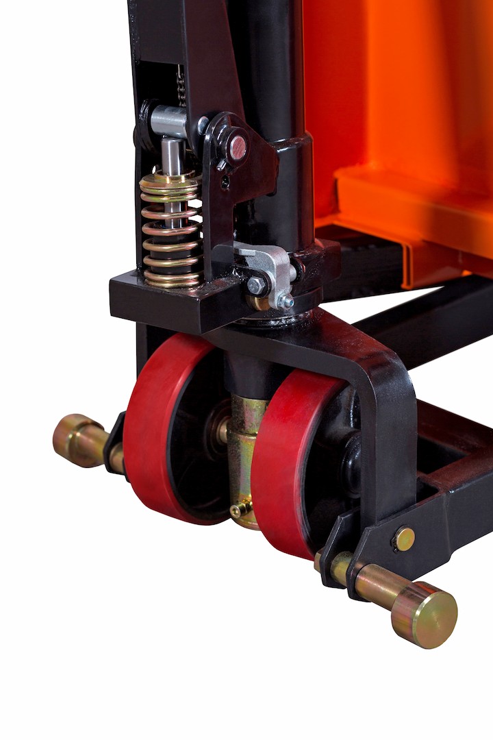 Гидравлическая тележка с ножничным подъемом (рокла) ACR-S, 1,5 т, Вилы: 1150 X 540, СибТаль, полиуретановые колеса
