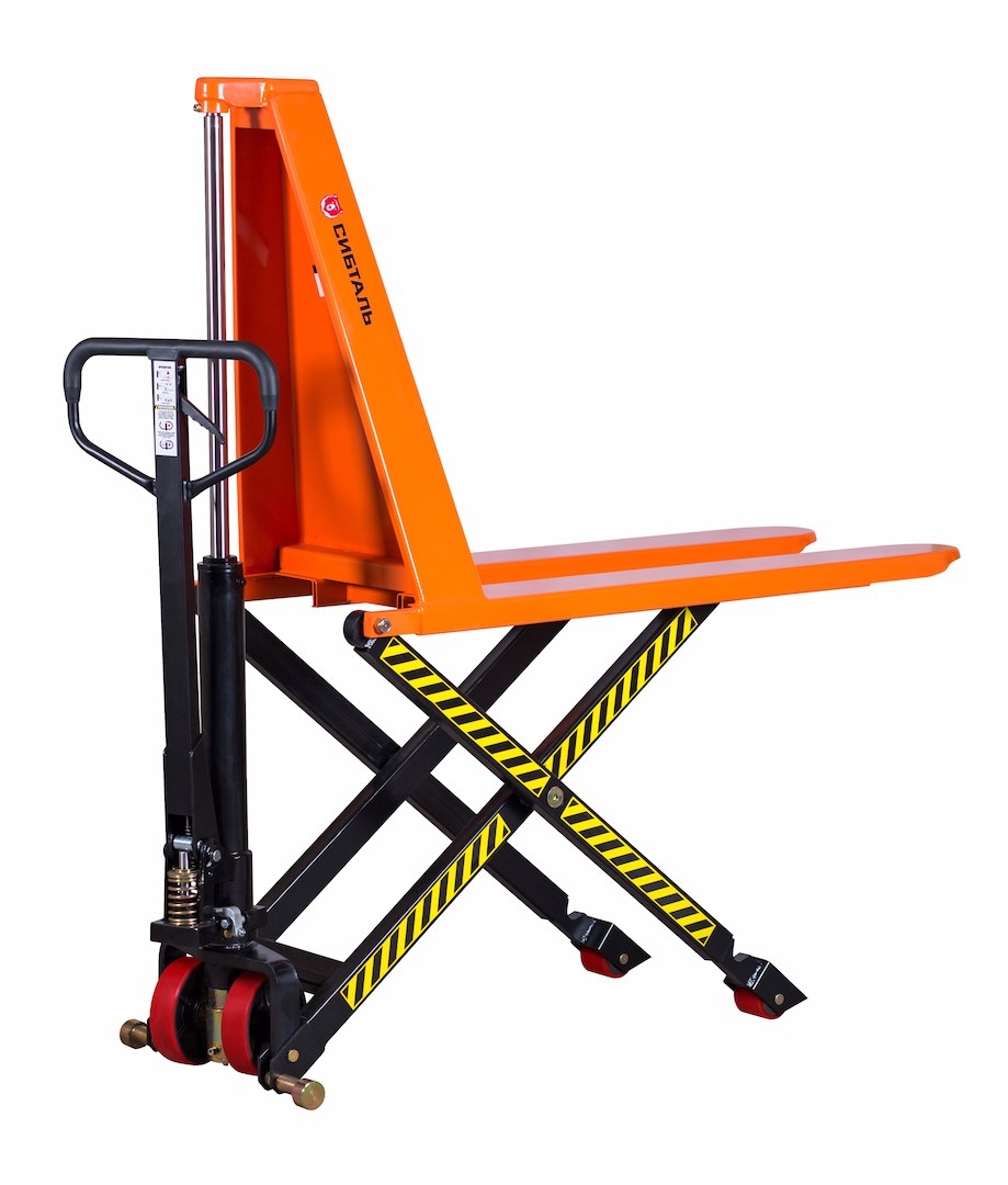 Гидравлическая тележка с ножничным подъемом (рокла) ACR-S, 1,5 т, Вилы: 1150 X 540, СибТаль, полиуретановые колеса