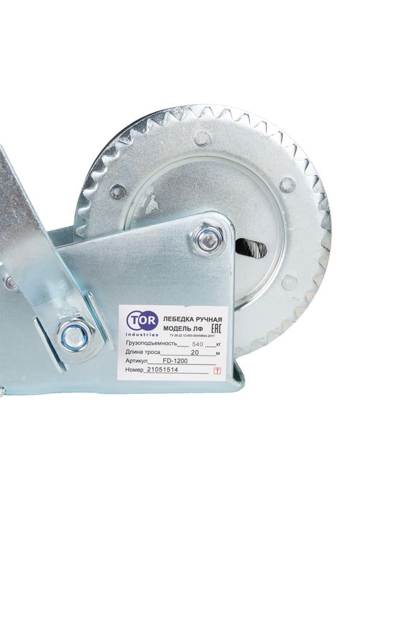 Лебедка ручная барабанная с тросом  500кг  20м оцинкованная TOR FD