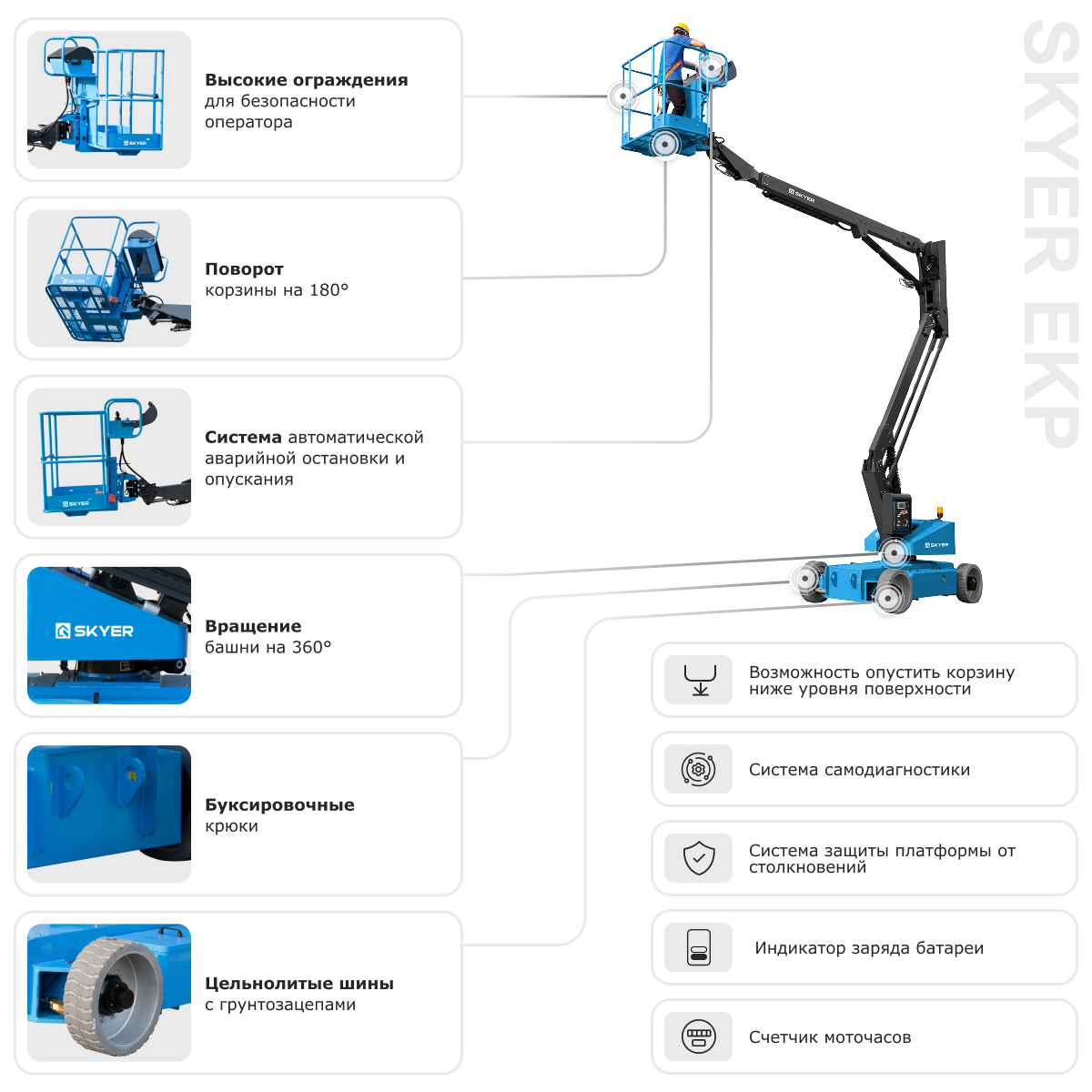Подъемник самоходный электрический коленчатый SKYER EKP1423