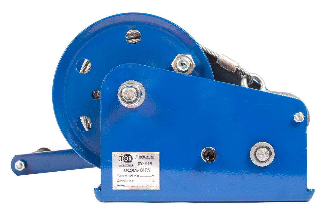 Лебедка ручная барабанная  с тросом 1170кг  10м стальной корпус TOR BHW
