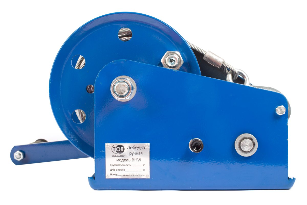 Лебедка ручная барабанная  с тросом 1350кг  20м стальной корпус TOR BHW
