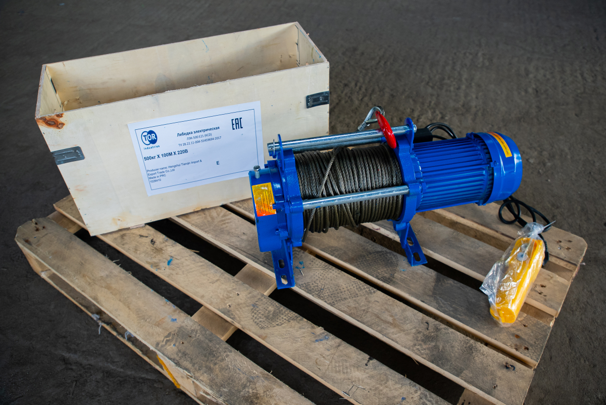 Лебедка электрическая  500 кг 100 м с канатом 220 В TOR KCD
