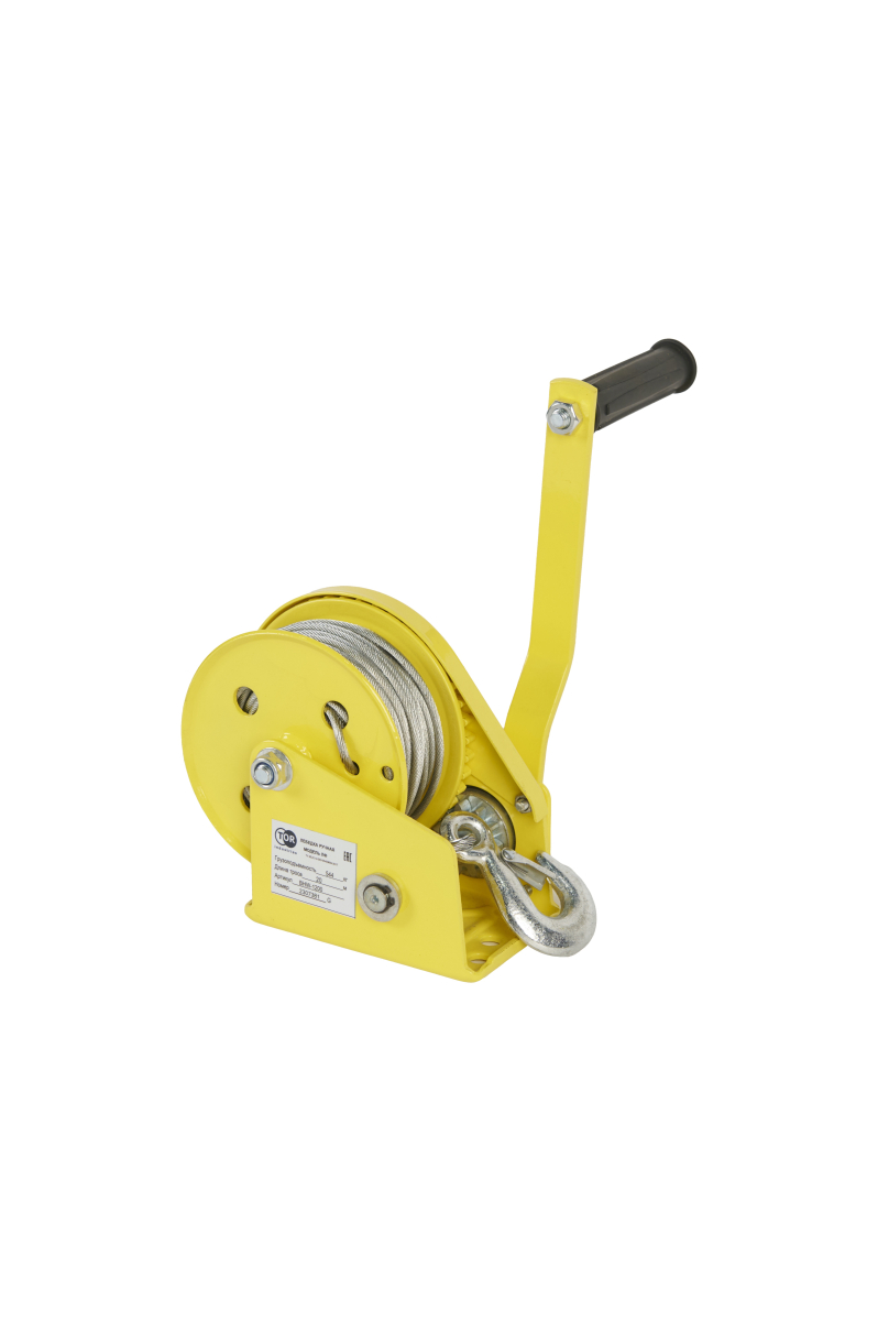 Лебедка ручная барабанная  с тросом  540кг  20м стальной корпус TOR BHW