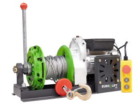 Лебедка KCD-M 400кг, 30м, U=220 В электрическая  монтажная с рычагом Euro-Lift